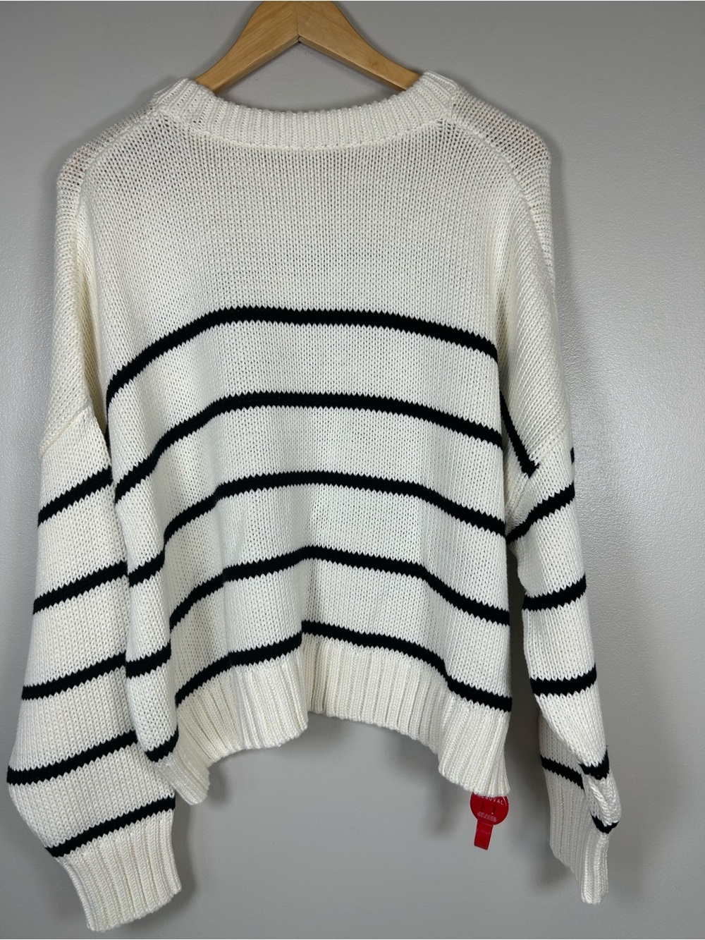 Jenni Kayne Chloe Striped 100% Cotton Crewneck Sweater Ivory Black NWT - Picture 2 of 14